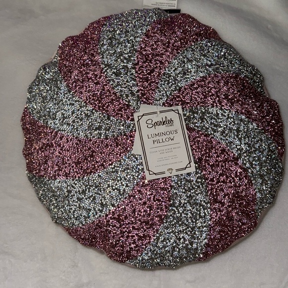Sparkles luminous Christmas Peppermint bling  Pillow - Picture 1 of 7